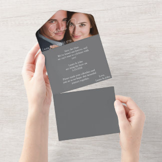 Personalized Photo Wedding Card Custom Text  All In One Einladung