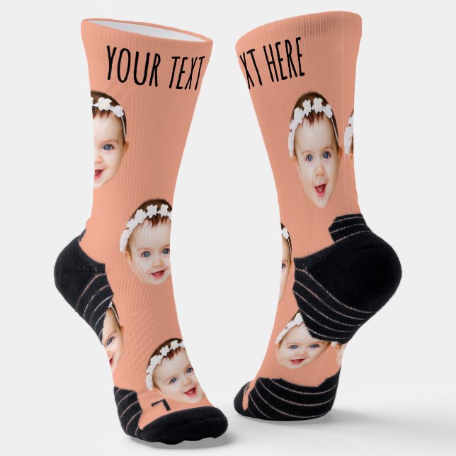 Personalized Photo With Text for Men & Women  Socken (Gewinkelt)