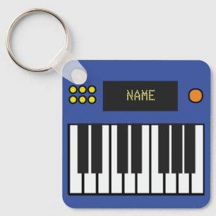 Personalized Piano Keys Keyboard Keychain Blue Schlüsselanhänger