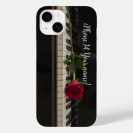 Personalized Piano with a red rose - romantic Case-Mate iPhone 14 Hülle