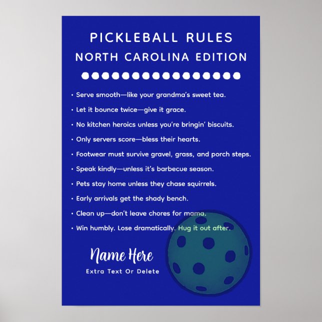 Personalized Pickleball North Carolina Edition Poster (Vorne)
