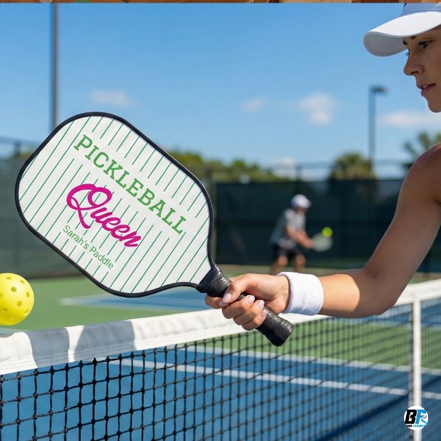 Personalized Pickleball Queen Preppy Pink Green St Pickleball Schläger (Von Creator hochgeladen)
