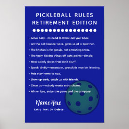 Personalized Pickleball Rules RETIRE EDITION Poster
