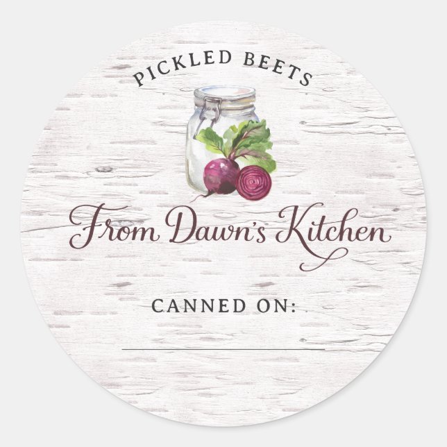 Personalized Pickled Beets Canning Stickers (Vorderseite)