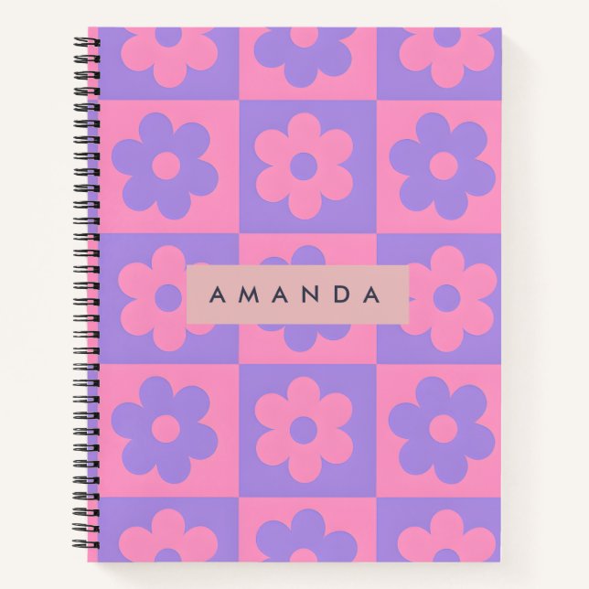 Personalized Pink and Purple Flower  Notizbuch (Vorderseite)