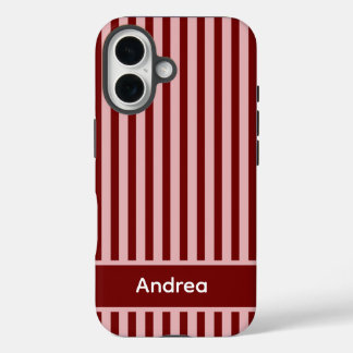 Personalized Pink and Red Stripe  iPhone 16 Hülle