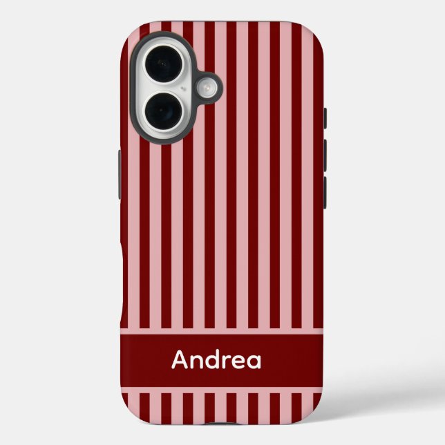 Personalized Pink and Red Stripe  Case-Mate iPhone Hülle (Rückseite)