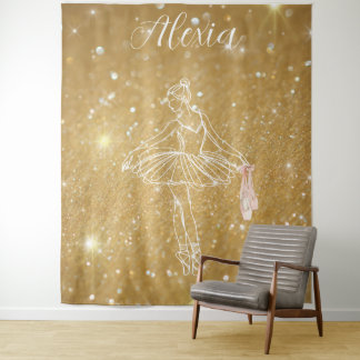 Personalized Pink Ballet Dance Studio Backdrop Wandteppich