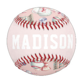Personalized Pink Baseball – Name Girl Birthday