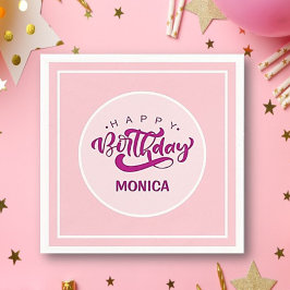 Personalized Pink Birthday Party Serviette