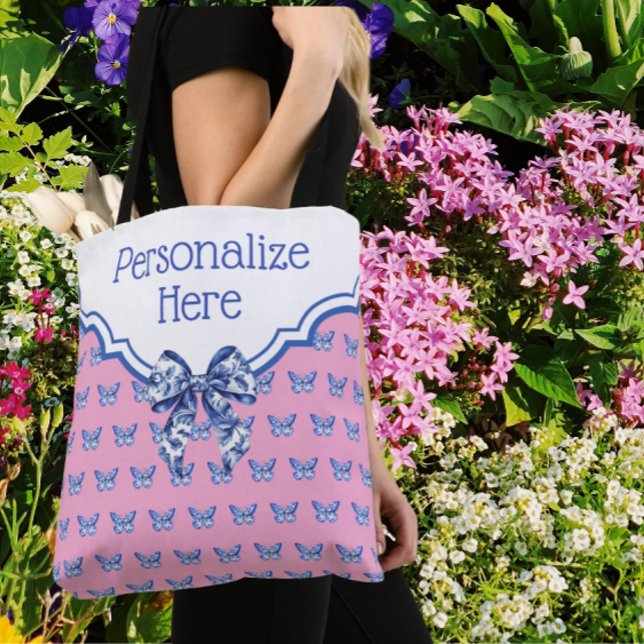 Personalized Pink Blue White Butterfly (Lovely Mothers Day gift!)