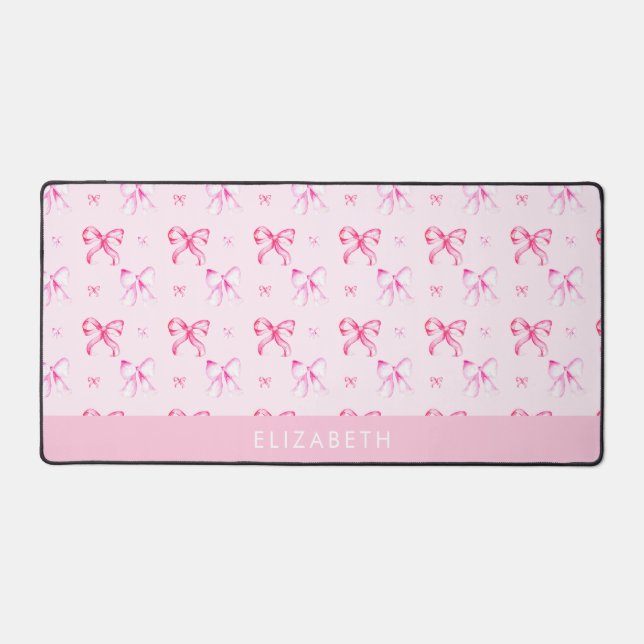 Personalized Pink Bow Coquette Cute Name Office Schreibtischunterlage (Vorderseite)