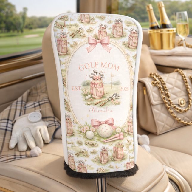 Personalized Pink Bow Golf Mom Gift Headcover (Von Creator hochgeladen)