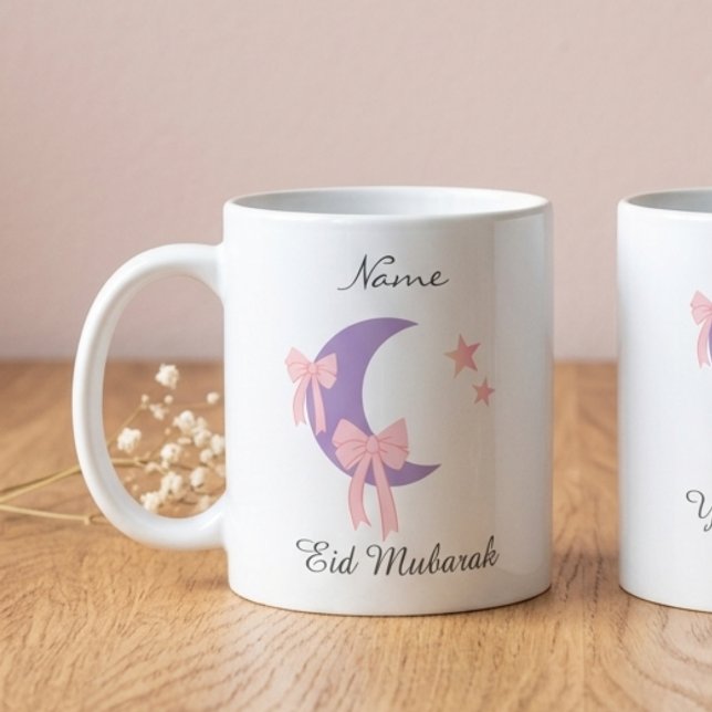 Personalized Pink Bow Moon Eid Coffee Mug Kaffeetasse (Von Creator hochgeladen)