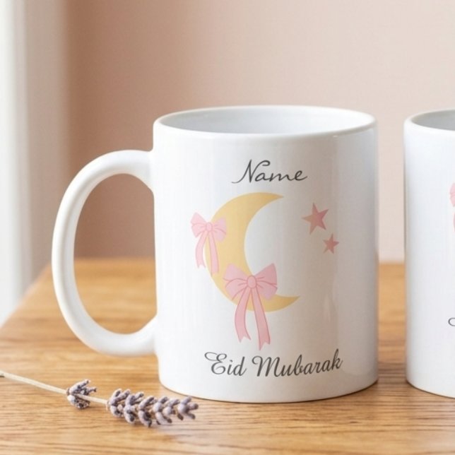 Personalized Pink Bow Moon Eid Coffee Mug Kaffeetasse (Von Creator hochgeladen)
