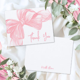 Personalized Pink Bow Thank You Note Card Mitteilungskarte