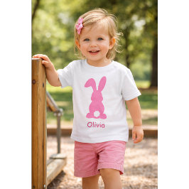 Personalized Pink Bunny - Custom Name Cute Rabbit  Baby T-shirt
