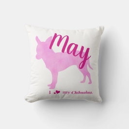 Personalized Pink Chihuahua Throw Pillow チワワ Kissen