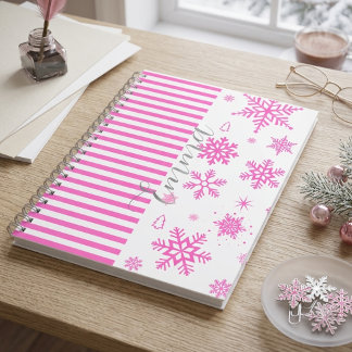 Personalized Pink Christmas Snowflake Notebook Notizbuch