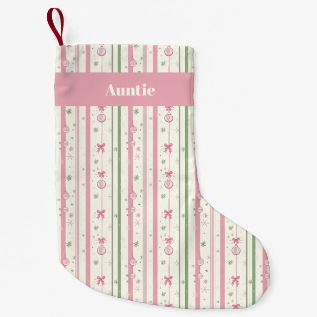 Personalized Pink Coquette Auntie Holiday Kleiner Weihnachtsstrumpf (Vorderseite)