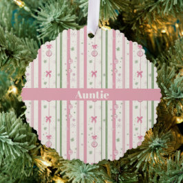 Personalized Pink Coquette Auntie Holiday Ornament Karte