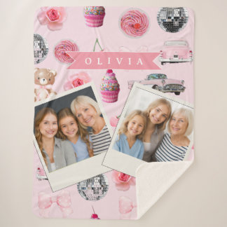 Personalized Pink Coquette Retro Cute Teddy Bear  Sherpadecke