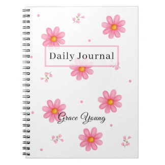 Personalized Pink Daisy Daily Journal Custom Name Notizblock