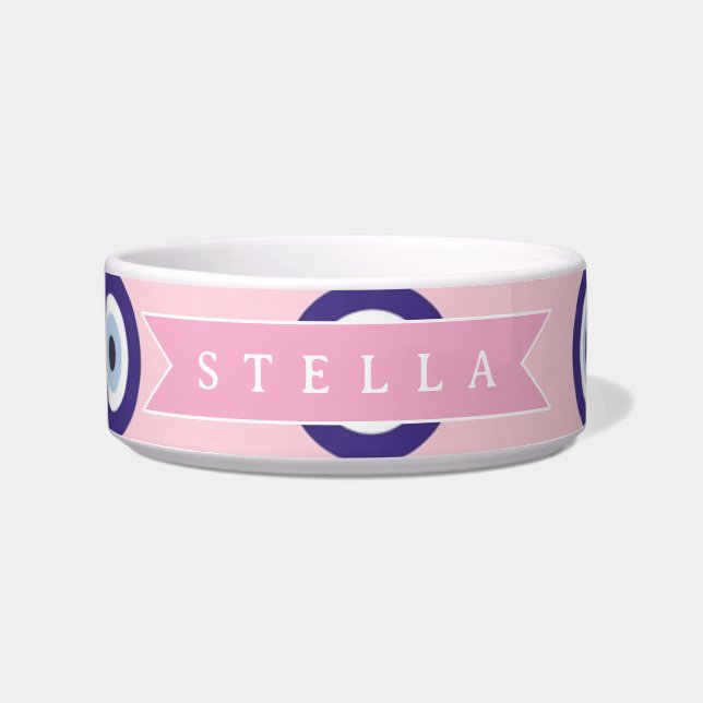 Personalized Pink Evil Eye Pattern Gifts With Name Napf (Vorderseite)