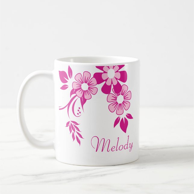 Personalized Pink Flower Mug Kaffeetasse (Links)