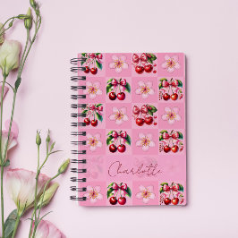 Personalized Pink Gingham Cherry Blossom Notizbuch