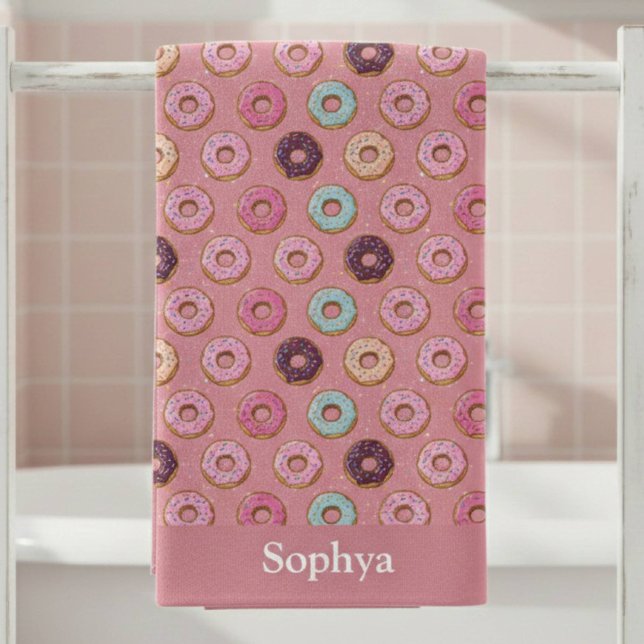 Personalized Pink Glitter Donut  Badehandtuch (Von Creator hochgeladen)