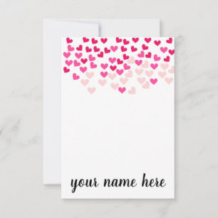 Personalized Pink Hearts Girls Notecards Dankeskarte