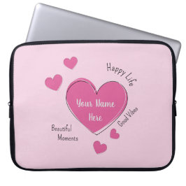 Personalized Pink Hearts Laptop Case