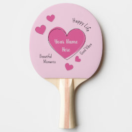 Personalized Pink Hearts Ping Pong Paddle Tischtennis Schläger