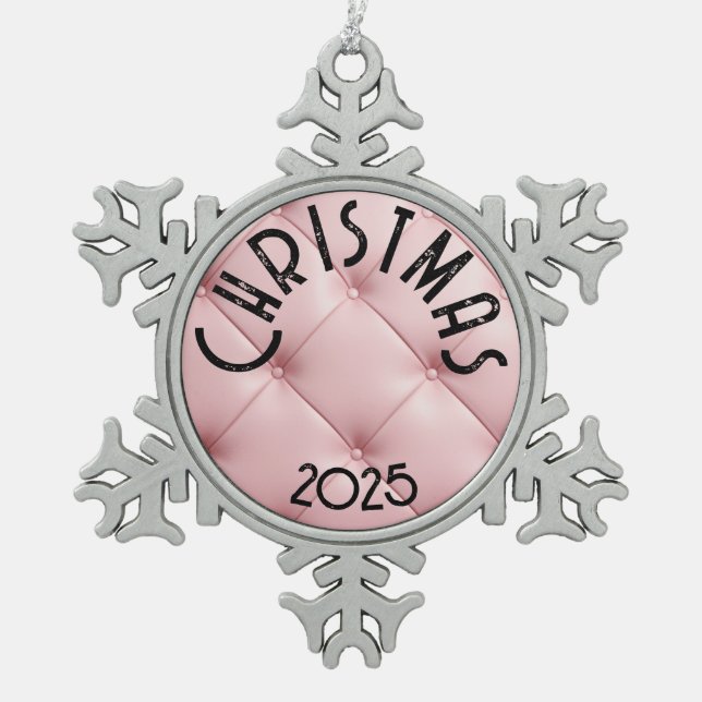 Personalized Pink Luxury Christmas Schneeflocken Zinn-Ornament (Vorderseite)