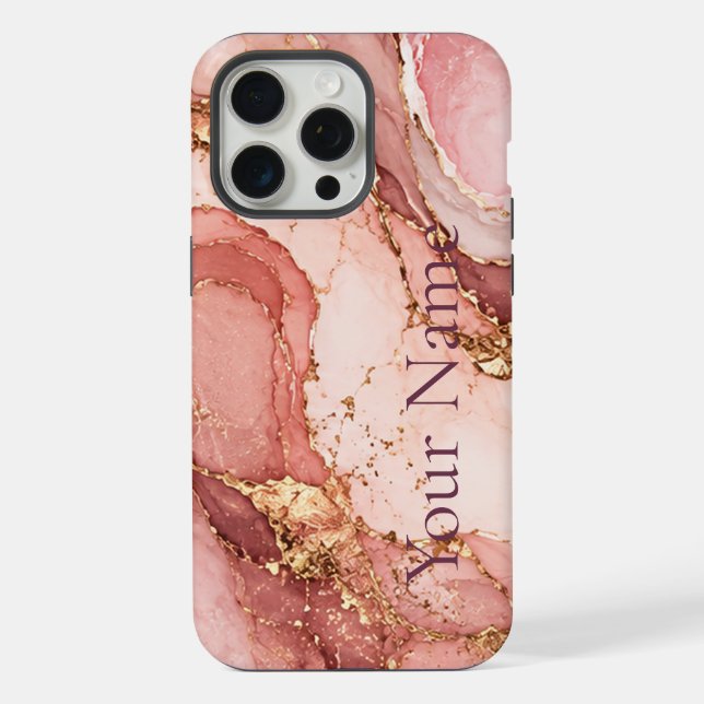 Personalized Pink Marble Aesthetic Phone Case  iPhone Hülle (Rückseite)