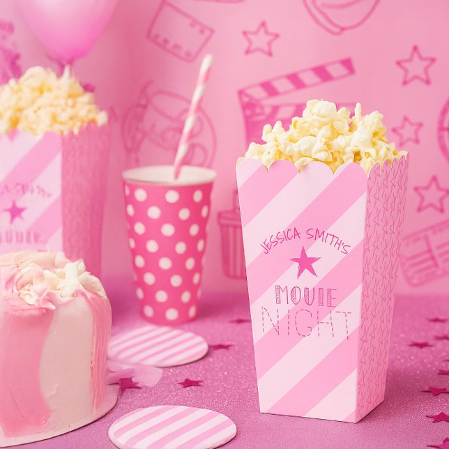 Personalized Pink Movie Night Popcorn Box Geschenkschachtel (Von Creator hochgeladen)