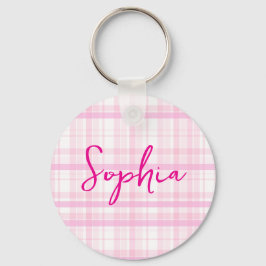 Personalized Pink Plaid keychain  with Name  Schlüsselanhänger