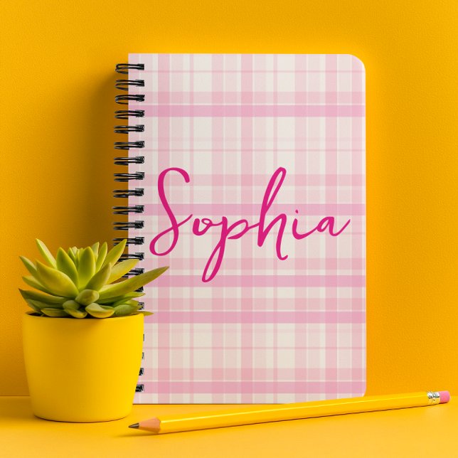 Personalized Pink Plaid Planner with Name  Planer (Von Creator hochgeladen)