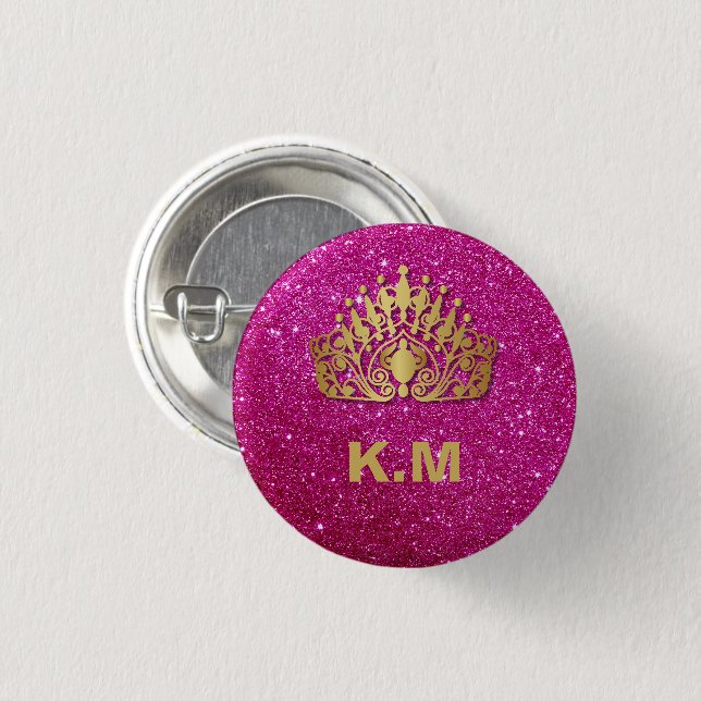 Personalized Pink Princess Nail Manicure Button (Vorne & Hinten)
