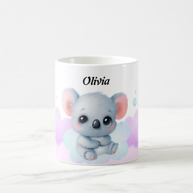 Personalized Pink & Purple Koala Mug – Custom Name Kaffeetasse (Mittel)