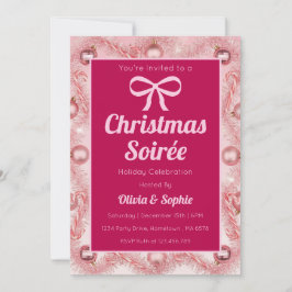 Personalized Pink Retro Christmas Party Einladung