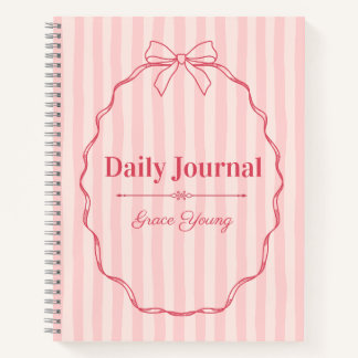 Personalized Pink Ribbon Name Custom Elegant Notizbuch