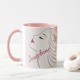 Personalized Pink Rose Floral Hair Woman Elegant Tasse