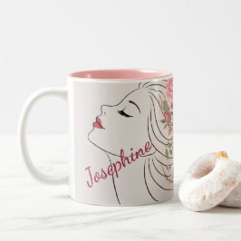 Personalized Pink Rose Floral Hair Woman Elegant Zweifarbige Tasse