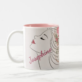 Personalized Pink Rose Floral Hair Woman Elegant  Zweifarbige Tasse