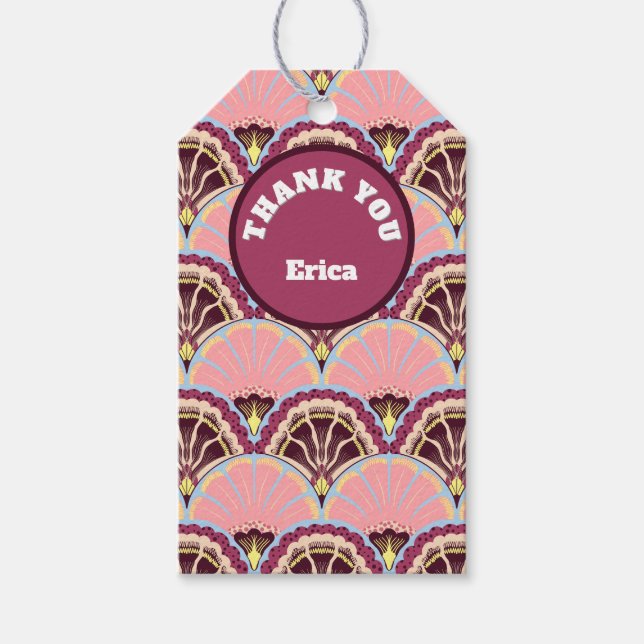 Personalized Pink Scallop Gift Tag Geschenkanhänger (Vorderseite)