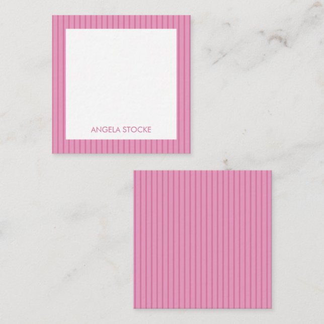 Personalized Pink Stripe Enclosure Mitteilungskarte (Vorne/Hinten)