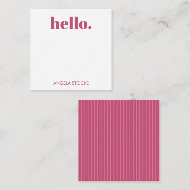 Personalized Pink Stripe Mitteilungskarte (Vorne/Hinten)