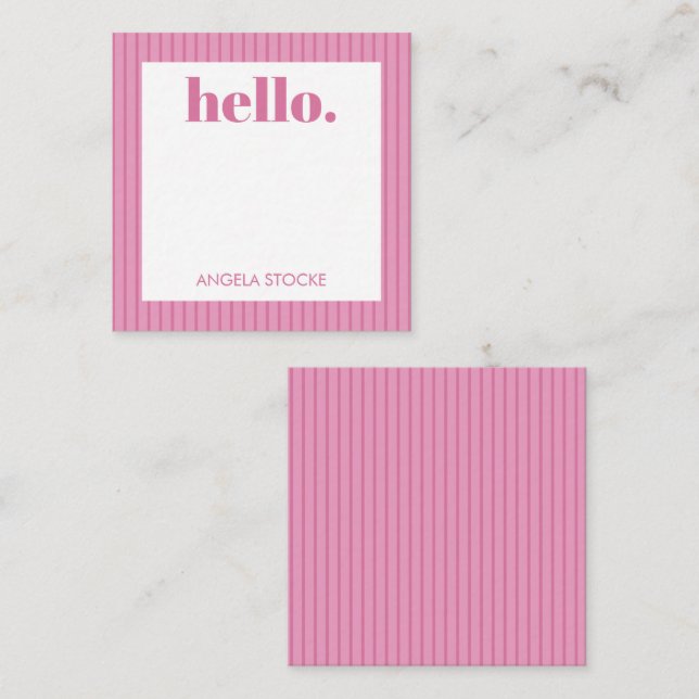 Personalized Pink Stripe Mitteilungskarte (Vorne/Hinten)